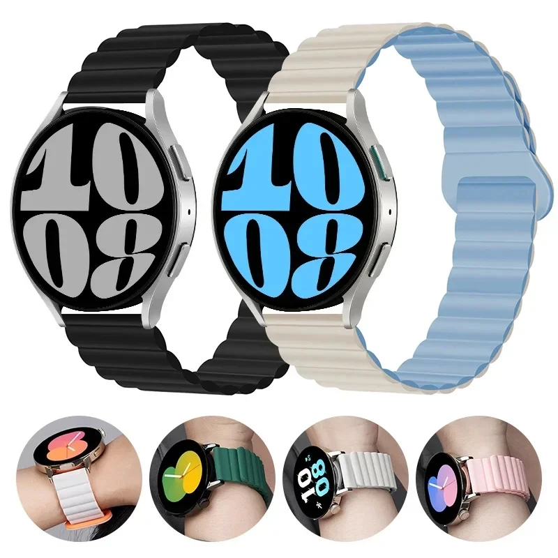 18 20 22mm Magnetic Loop Strap For Samsung Galaxy Watch 6 5 4 40mm 44mm/4 6 Classic 46 43 47mm/5Pro 45mm Band Silicone Watchband