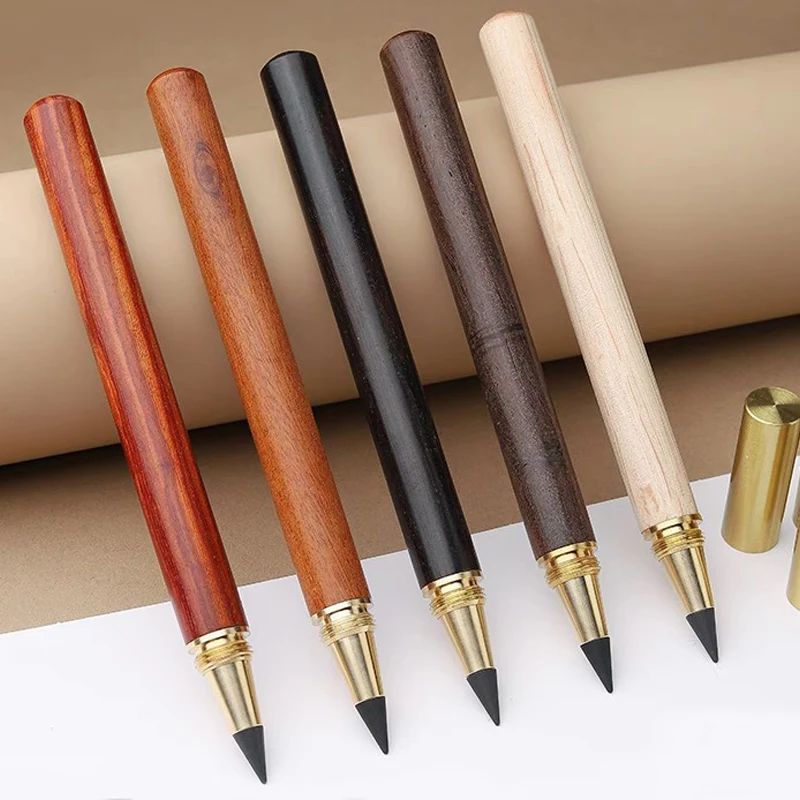 Wooden Unlimited Pencil HB with Graphite Pen Tip Eternal Drawing Infinity Pen Art Painting Stationery School Office Supplies