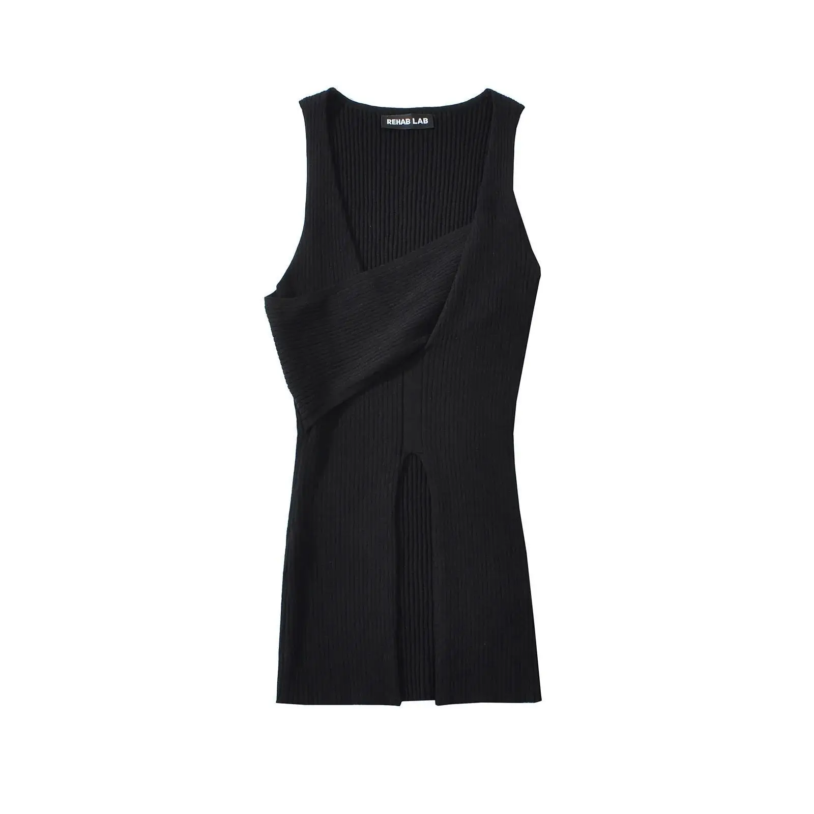 سترة صيفية محبوكة سترة متقاطعة مربعة الشكل بلوفرات رفيعة مرنة