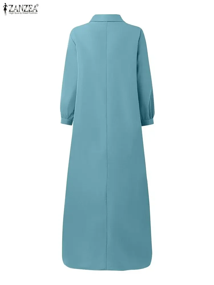 ZANZEA Elegant Fashion Long Shirt Dress Women Fashion Maxi Sundress 2025 Long Sleeve Button Solid Party Vestidos Holiday Robe