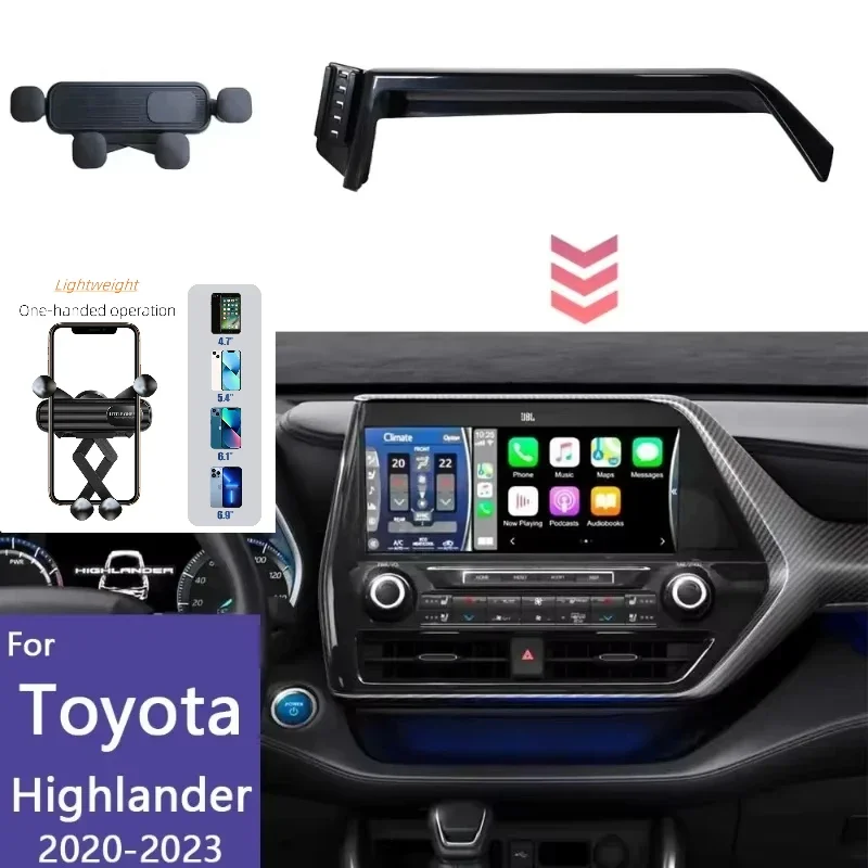 

Phone Holder Car Screen Fixed Base For Toyota Highlander 2020 2021 2022 2023 Mobile Phone Wireless Charging Gravity Mount