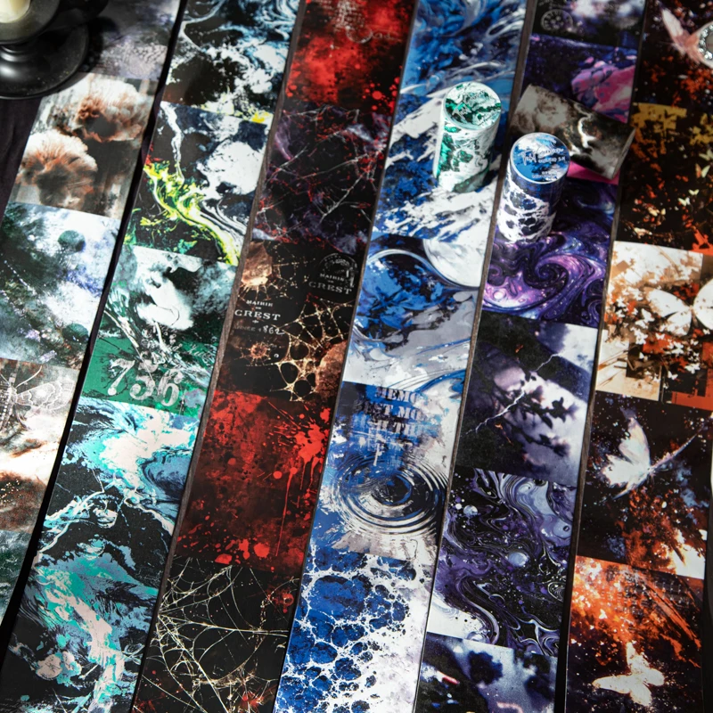 

Journal GO 8x200cm Dark Style Tide Tape Stickers for Scrapbooking Card Journaling diy Masking Tape Collage Planner Decor