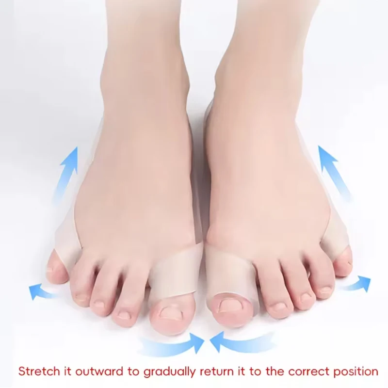 2PCS Silicone Gel Foots Toe Separator & Thumb Hallux Valgus Protector&Bunion Adjuster Bicyclic Thumb Orthopedic Braces Foot Care