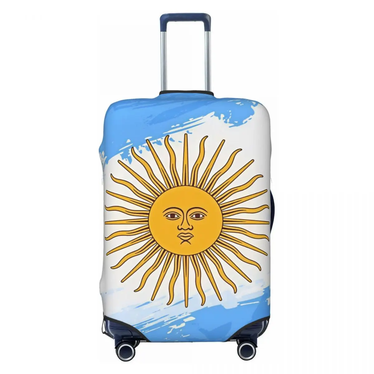 Brush Texture Argentina Flag Sun Of May Close Up Suitcase Cover Cruise Trip Protector Holiday Strectch Luggage Supplies