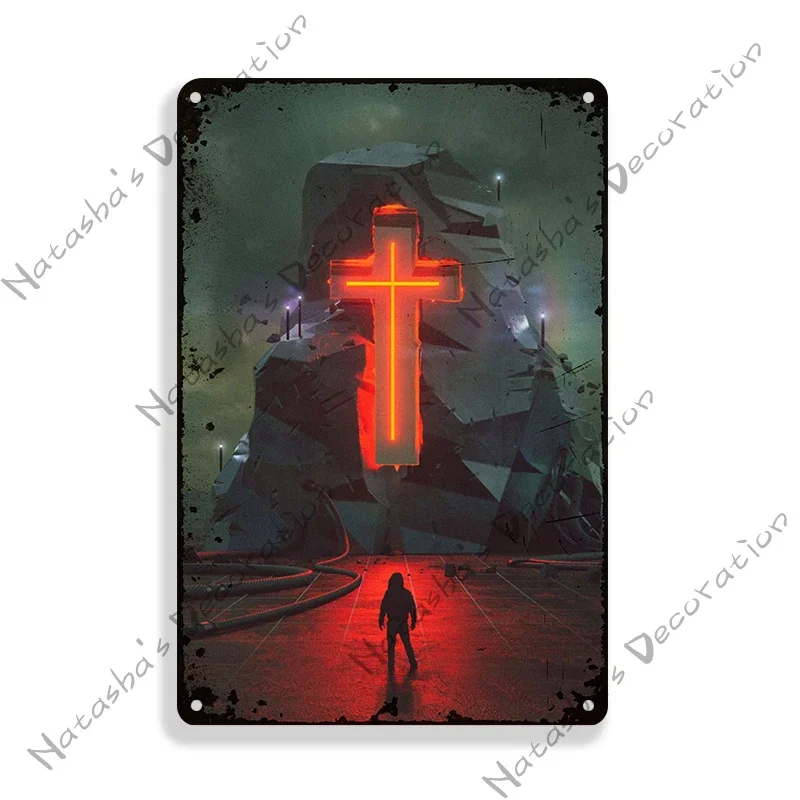 علامة روك معدنية لتزيين جدار الكهف للرجل ، روك ، خمر ، صدئ ، قديم ، حنين ، قديم ، بار ، حانة ، نادي ، ديكور