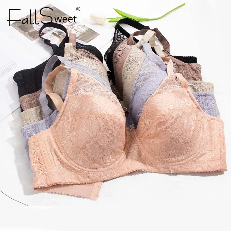 FallSweet Plus Size Push-up podprsenky pro ženy s plným krytím a kosticemi, sexy krajková podprsenka - náhled 2
