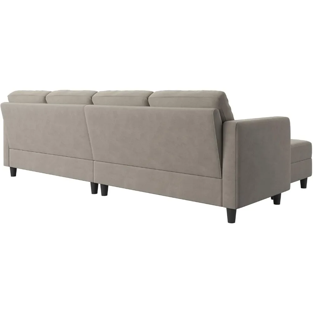 

U-shaped sectional sofa convertible double chair sofa with two foot pads, 4-seater sofa, velvet green