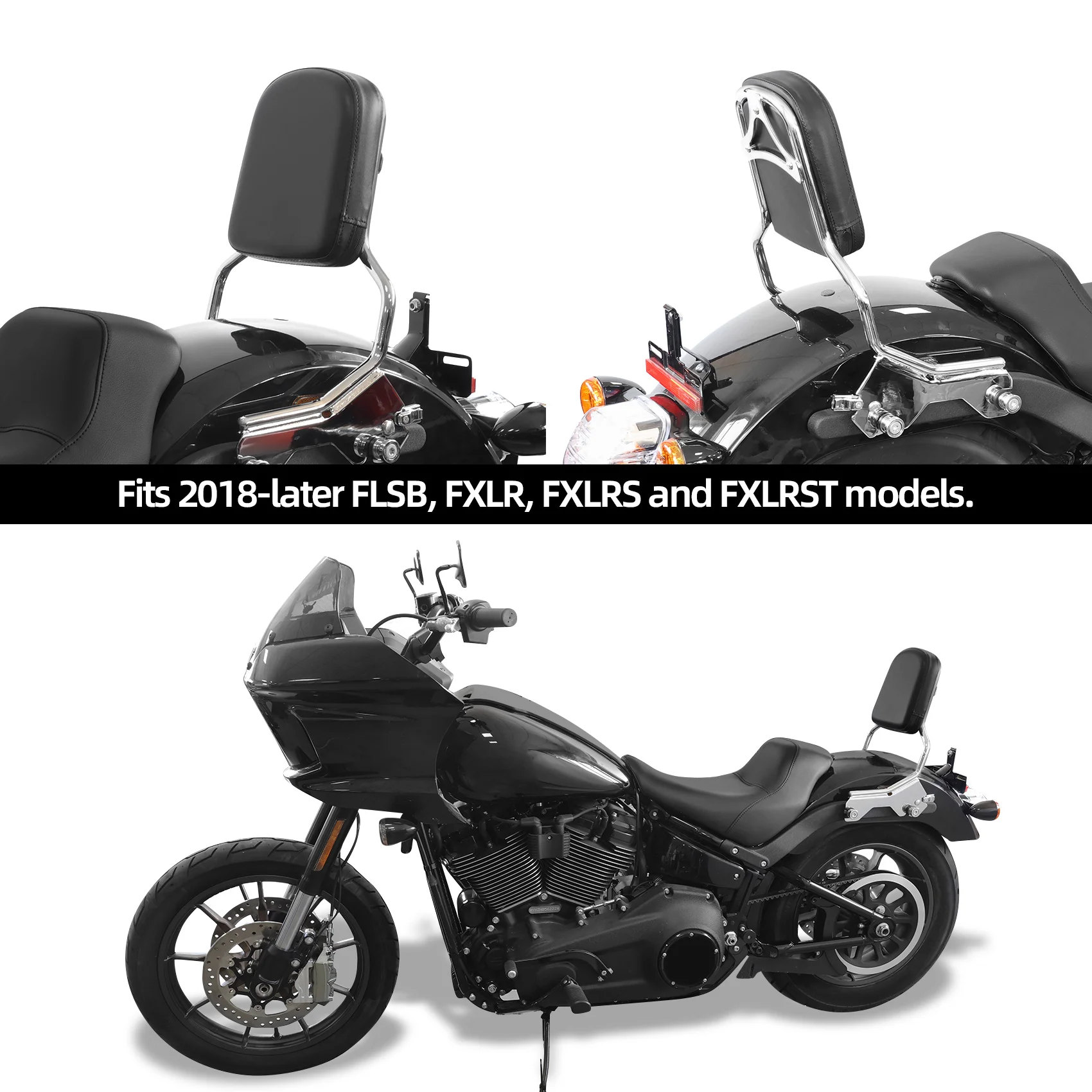バックレスト オートバイ後部乗客バックレストパッド付きハーレー用デラックス FLDE ソフテイルスリム FLSL