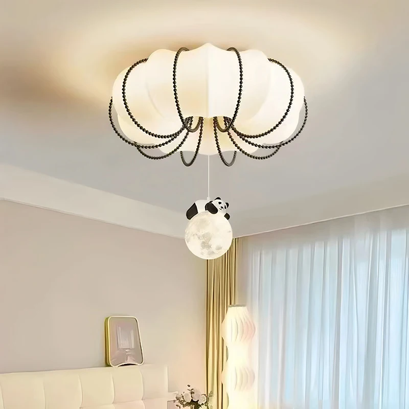 Cream Style Children's Room Ceiling Lights LED Panda Cloud Pearl Lamp French Style Warm Baby Room Boy Girl Bedroom Ceiling Lamps