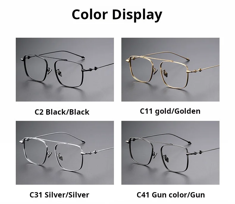 YIMARUILI Retro Pilot männer Brille Rahmen Ultraleicht Trendy Titan Legierung Große Größe Optische Brillen Frauen M1910 – Detail 8