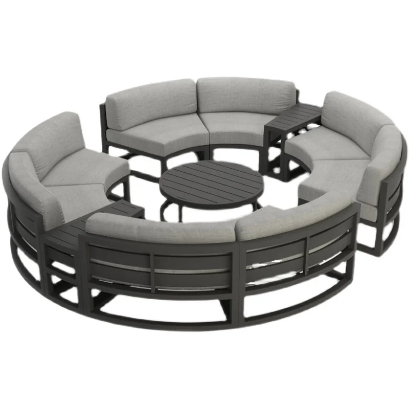Outdoor sofa, courtyard villa garden outdoor round leisure chair, combined aluminum alloy waterproof open-air balcony furniture