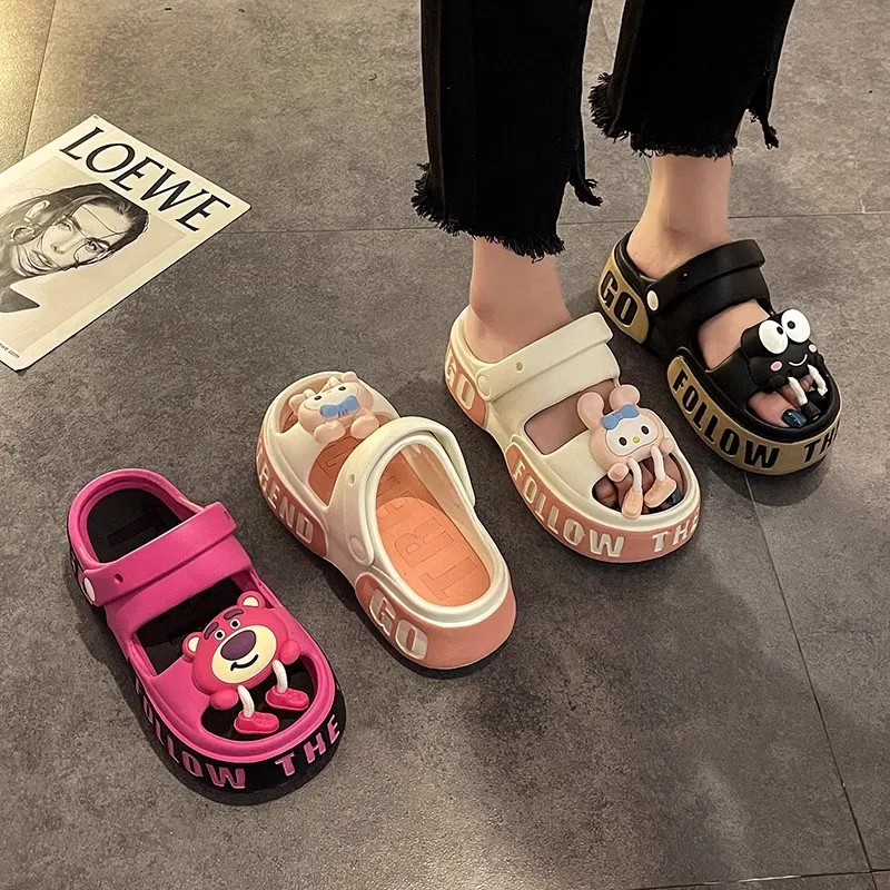 Aardbei Beer Melodie Moeder En Baby Veiligheidsschoenen Mijn Melodie Kawaii Platte Schoenen Cartoon Strand Sandalen Y 2K Mode Slippers