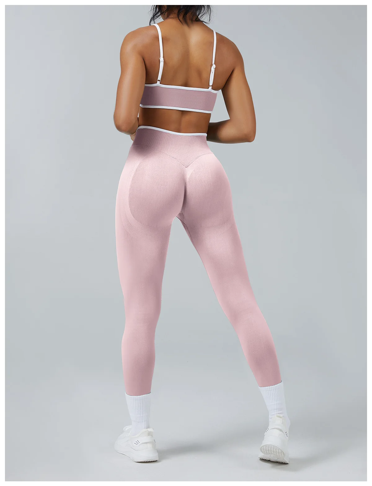 2-teiliges Set: High-Waist-Leggings, Fitnesskleidung, nahtloser Gym-Outfit, Yoga-Sport-BH, Damen-Lauf- und Yoga-Set, Sportanzug – Detail 20