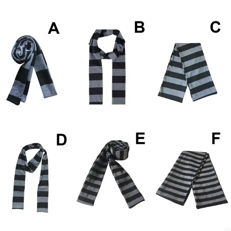 

77HE 2000s Thin Scarf Harajuku Long Striped Scarf All Matching Neck Wrap Photo Neckwear