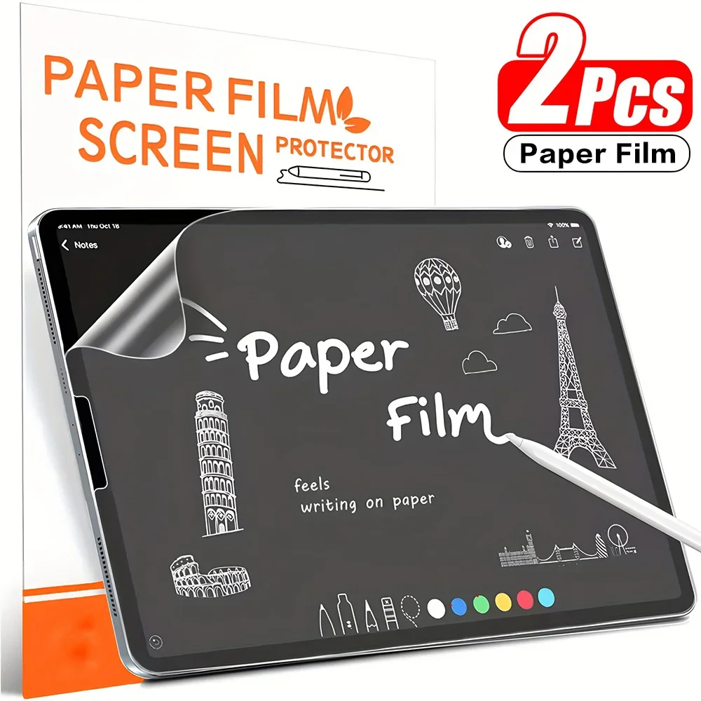 2PCS Paper Film Screen Protector for iPad pro Multiple Models Compatibility including 13 11 2024 M4 12.9 9.7 Gen 6th 5th 4th pro