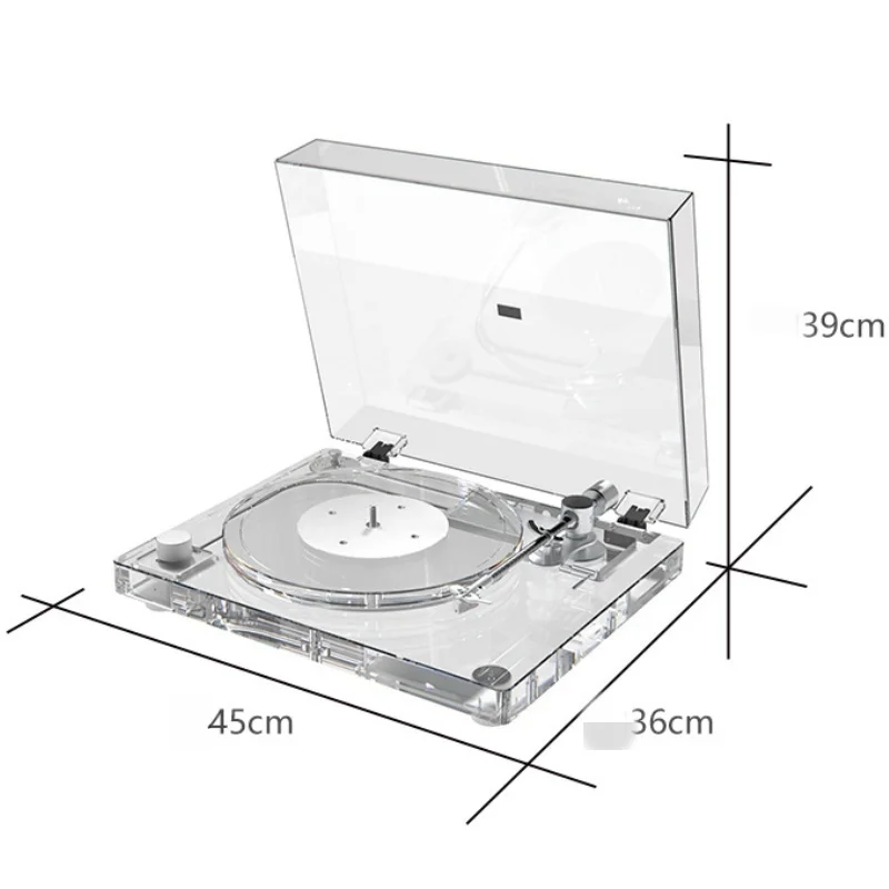 Transparent Acrylic Vinyl Record Player  Modern Desktop Turntable for Stylish and Wireless Music Playback