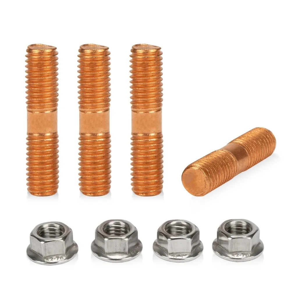 Car M10x1.50 Threaded T3 T4 T6 Turbo Screw and Nuts High Strength Turbo Stud Kit Flange Nuts Set of 4