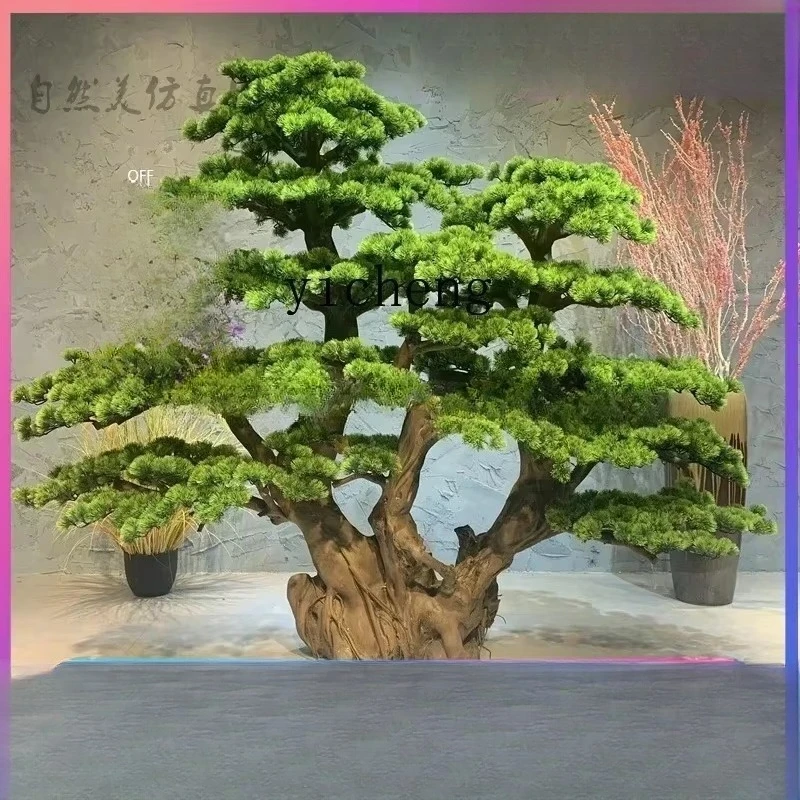 Artificial Greeting Pine Wood Carving Fake Trees Beauty Pine Tree Toothpick Podocarpus Macrophyllus Decorative LandscapingN20