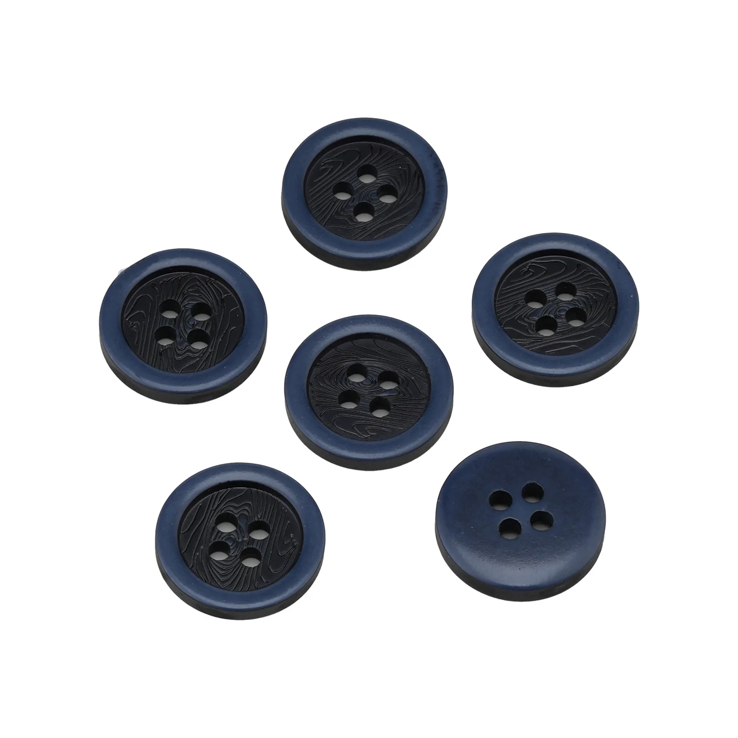 20 piezas botones de resina de veteado de madera azul marino, 4 orificios para costura de prendas, accesorios artesanales, suministros de moda DIY de 15-25mm