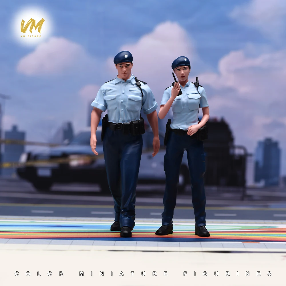 

Facial Painted 1/64 1/43 1/24 1/18 Hong Kong Police Male Female Duty Scene Standing Posture Figure Model For Vehicles Display