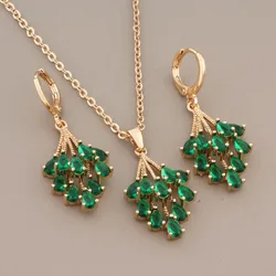 New Trendy Jewelry Set Natural Zircon Women Unique Drop & Dangle Earrings Set Gold Color Earrings High Quality Daily Jewelry