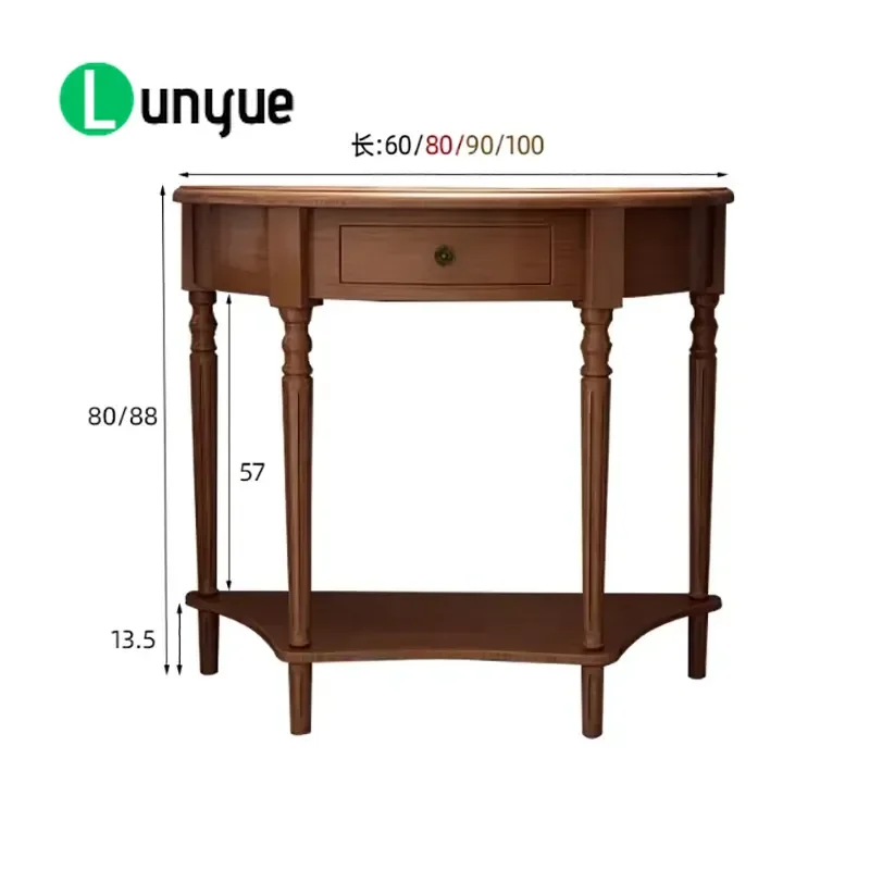 Rustic Console Table with Drawers Mid Century Retro French Elegant Small Entryway Table Solid Wood Living Room Furniture
