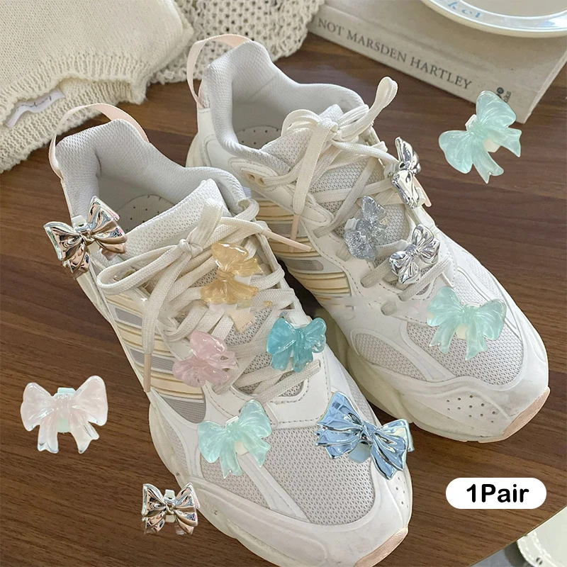 

1Pair Shoe Flower Candy Color Bowknot Shoe Buckle Fashion Bow Shoes Charm Shoelaces Clip Shoe Decor DIY Shoe Ornament