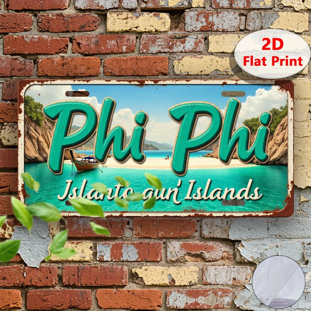 2D Flat Printing,1pc,Vintage Metal  Sign,Decorative Plaque & Statues (30x15cm), Islands,