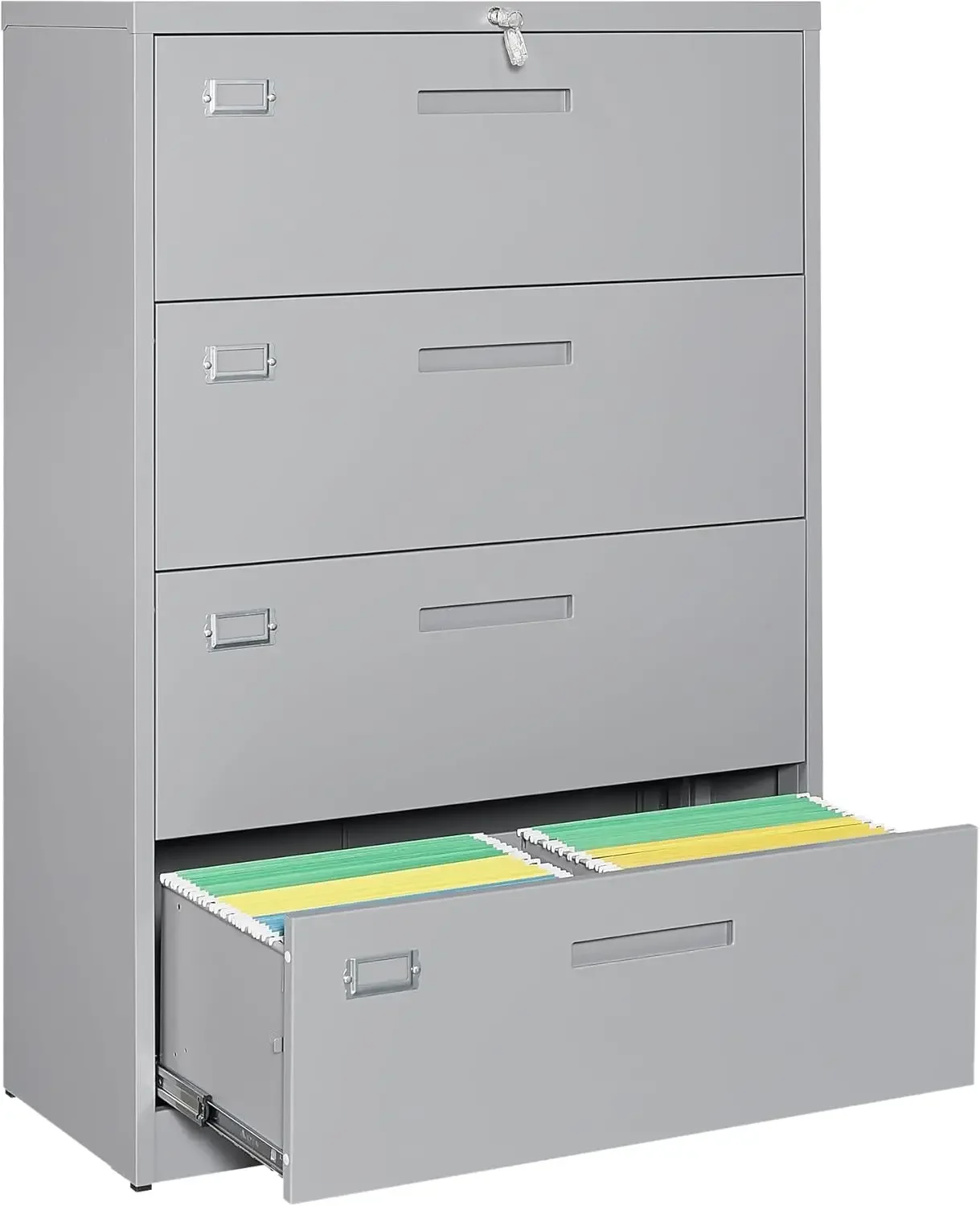 Lateral File Cabinet with Lock, 4 Drawer Metal Filing Cabinet, Lateral Filing Cabinet with Lock for Home Office, Locking Metal