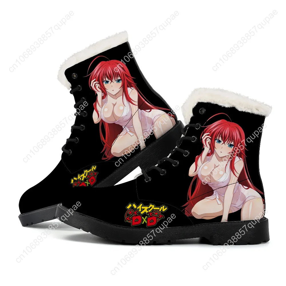 High School DxD Rias Gremory Plush Boots Cartoon Men Women Teenager Casual Shoes Outdoor Keep Warm Footwear Couple Custom Shoe 3