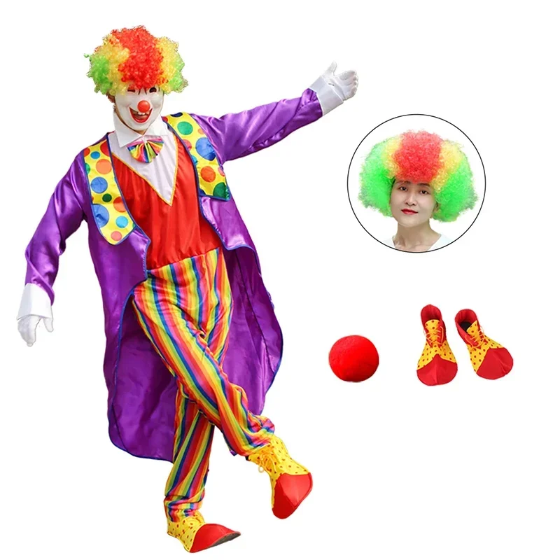 Adult Style Clowns Costume for Men Women Clothing Masquerade Circus Horror Scary Clown Funny Party Performance