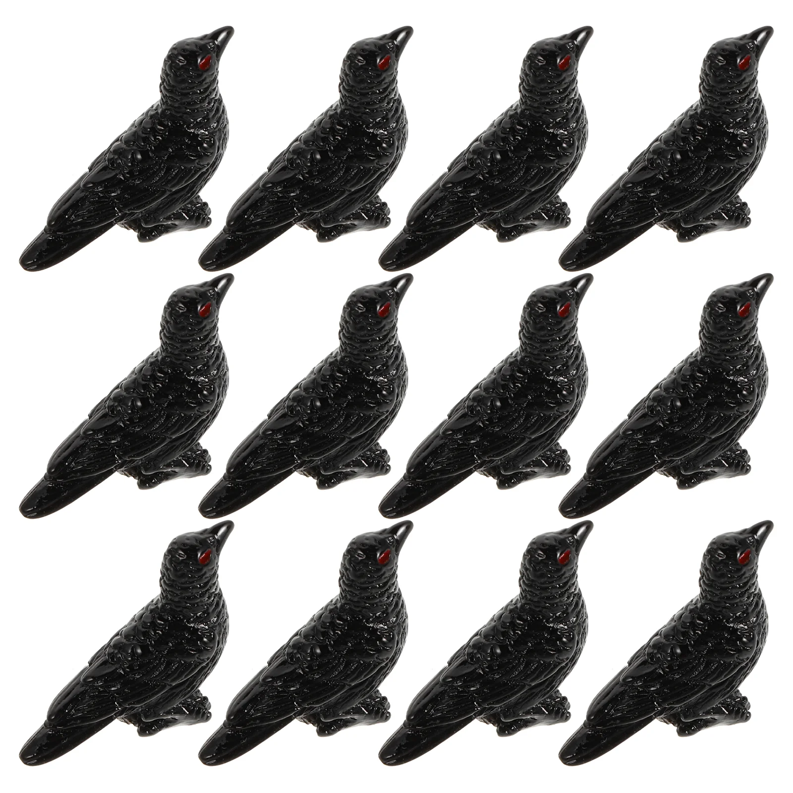 12 Pcs Halloween Microscape Sand Table Decor Miniature Crow Figurine Bird Decoration Resin Adornment
