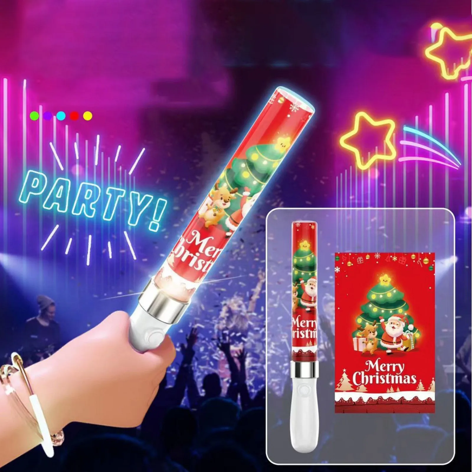 Christmas LED Lights Flash Stick Creative Fun Ambient Light Fluorescent Stick Concert Birthday Party Light Emitting Toys For Kid