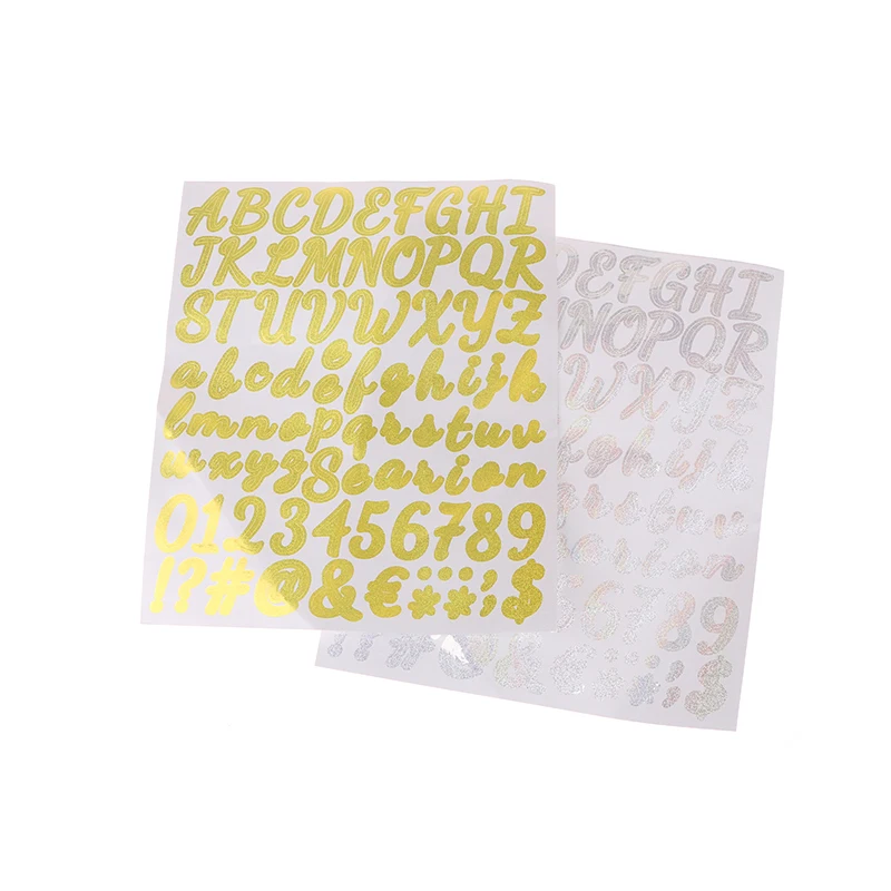 2 Sheets Laser Alphabet And Number Stickers Gold&Silver Letter Stickers For Grad Cap Decoration And DIY Crafts Making Supplies