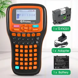 PS100E Impressora de etiquetas sem fio portátil, TZeFX231, Label Maker Industrial, compatível para Brother, P-Touch Label Maker, TZe231 Tapes