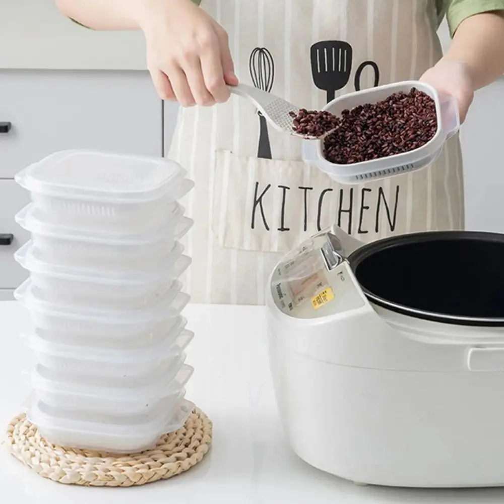 

6Pcs Double Layer Food Storage Containers White with Lids Fruit Storage Organizer BPA-Free Fresh-keeping Rices Freshing Box