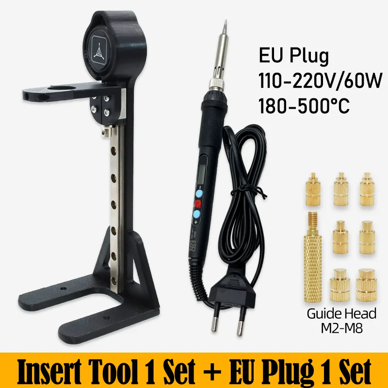 Heat Set Einsatz Presswerkzeug Elektrische Lötkolbenspitze M2 M3 M4 M5 M6 M8 Gewinde Messing Einsätze Mutter eingebettetes Kit für 3D-Druck