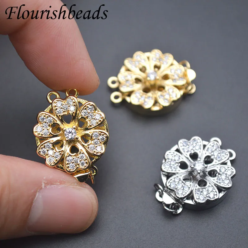 Accesorios de joyería chapados en oro Real de 18k para mujer, broche conector en forma de flor, collar hecho a mano, accesorios de pulsera DIY