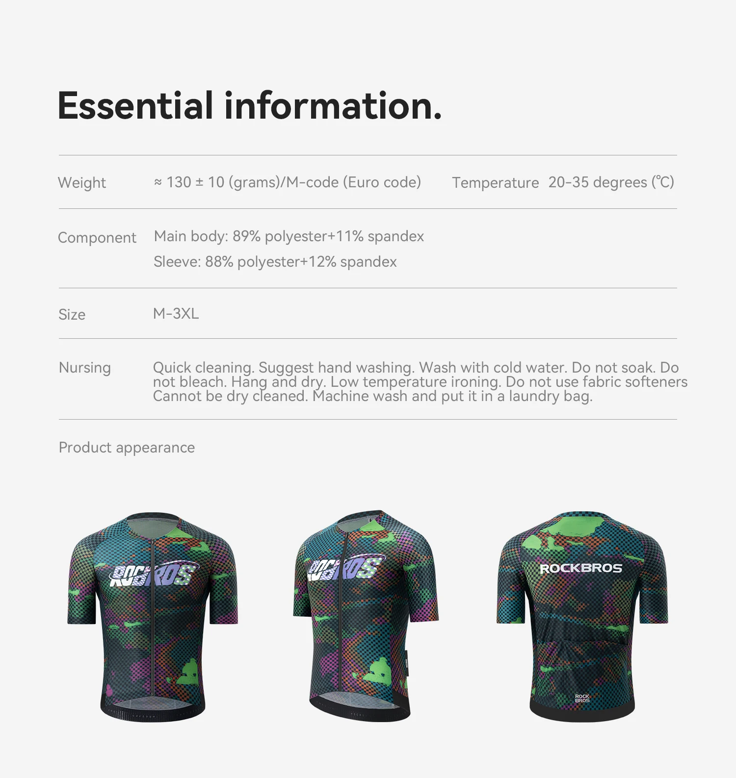 ROCKBROS Sommer-Radtrikot Leichtes Hochelastisches Oberteil Atmungsaktives Schnelltrocknendes Kurzarm-Trikot Herren-Radsportbekleidung – Detail 5