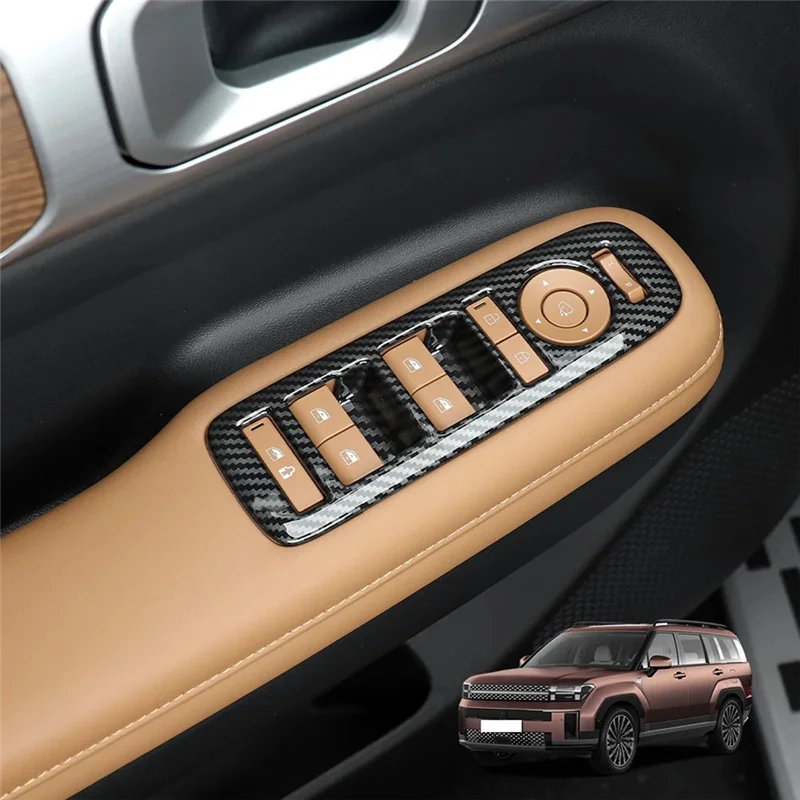 

Для Hyundai Santa Fe MX5 2024, левый руль из углеродного волокна, переключатель подъема окна автомобиля, кнопки, накладка, аксессуары