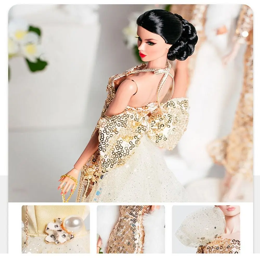 New European Lace Golden Dress Set Fashion 6 Styles Girls Sequin Dresses DIY Wedding Dresses for 30cm BJD Doll