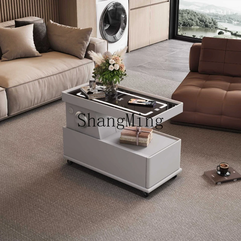

FG minimalist movable coffee table small apartment modern simple side cabinet light luxury living room new sofa side few cart