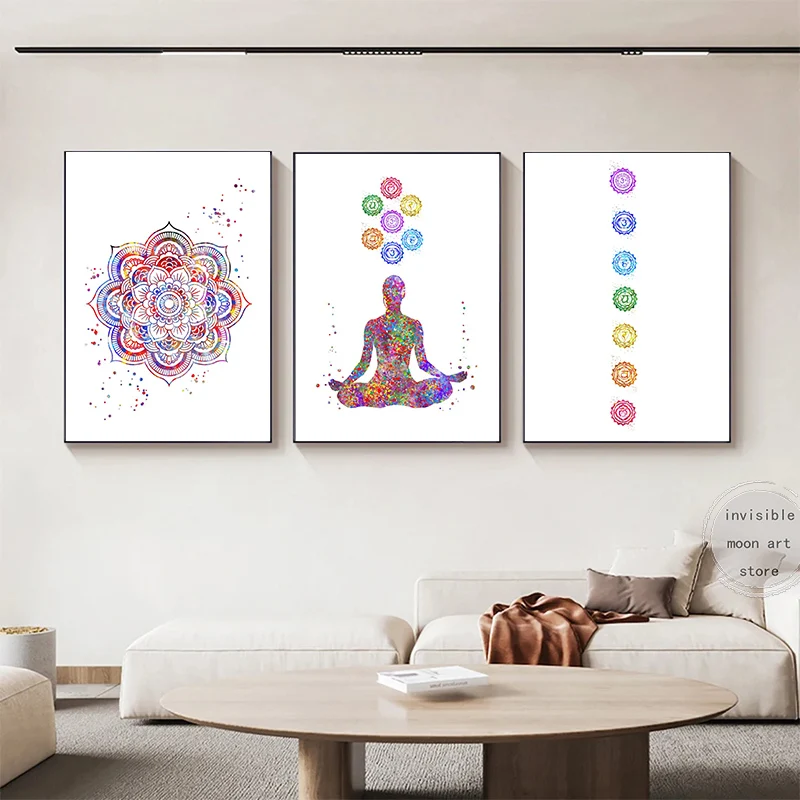 Spirituality Yoga Tree Khanda Sikh Symbol Couple Meditation  Art Poster Canvas Painting Wall Prints Picture Yoga Room Home Decor