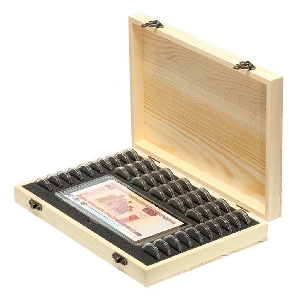Wooden Coin Display Box Environmentally Friendly Collectible Note Holder for Home and Garage