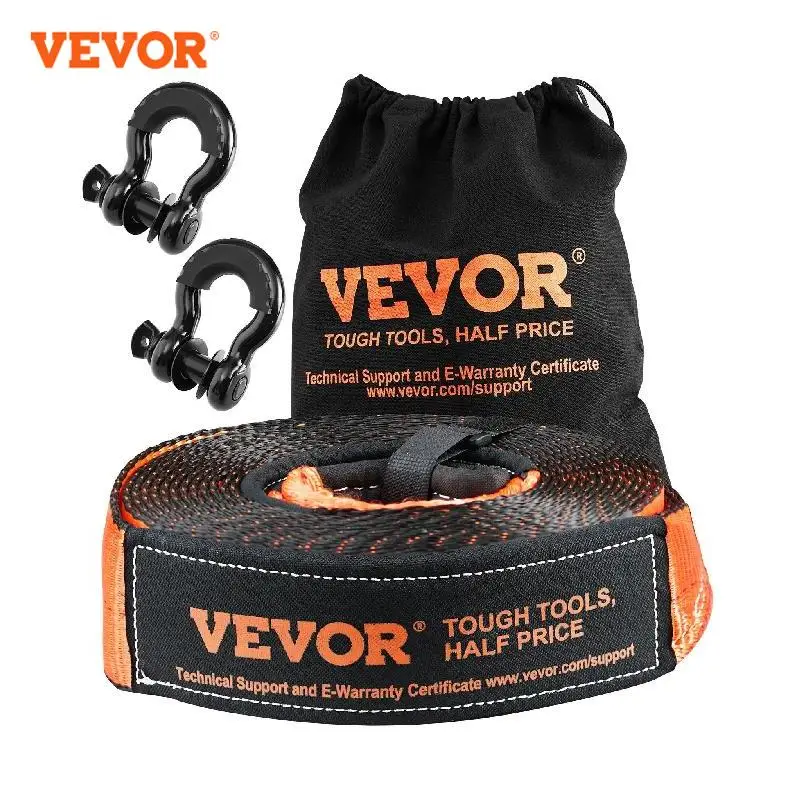 

VEVOR Off-Road Winch Recovery Kit W/30,000 lbs Capacity Polyester Tow Strap 44,092 lbs D-Ring Shackles Storage Bag for ATV Jeep