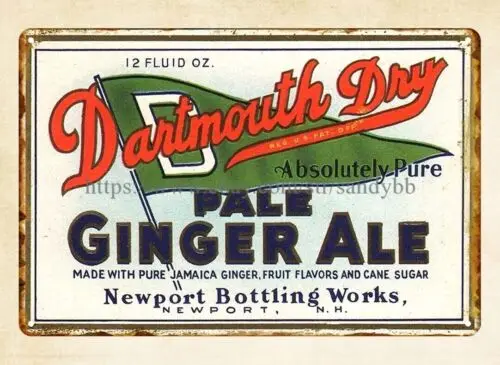 Letrero Metálico de Aluminio DARTMOUTH DRY PALE GINGER ALE Newport NH - Letreros Metálicos con Descuento