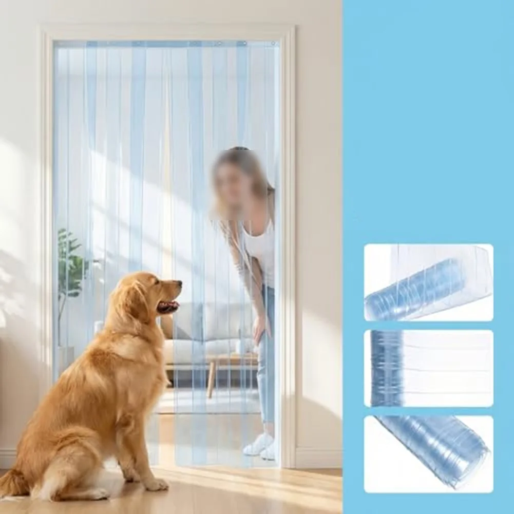 Door Strip Curtain PVC Transparent 18cm x 2m Windproof for Cooling Retention in Storage Areas Kennels and Garages