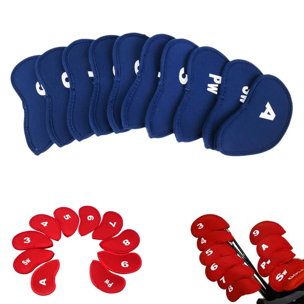 10 Pieces / Set Universal Neoprene Golf Wedge Sock Headcover Putter Head Protective Case Fit All Brand