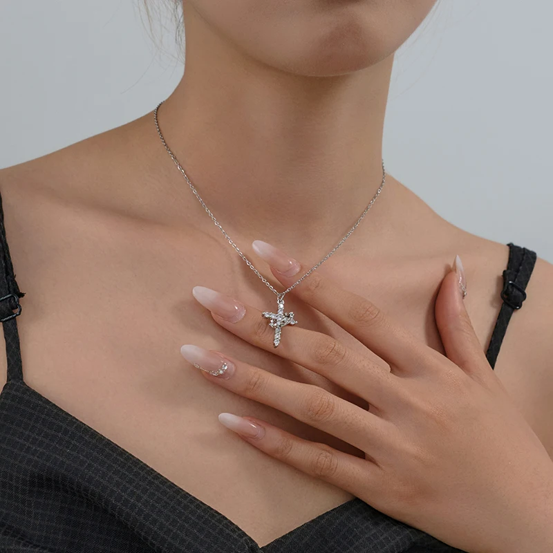 FTCY Rotatable Crown Cross Necklace for Women Minimalist Luxury Cross Chain Christian Jewelry Prayer Gift - Image 2