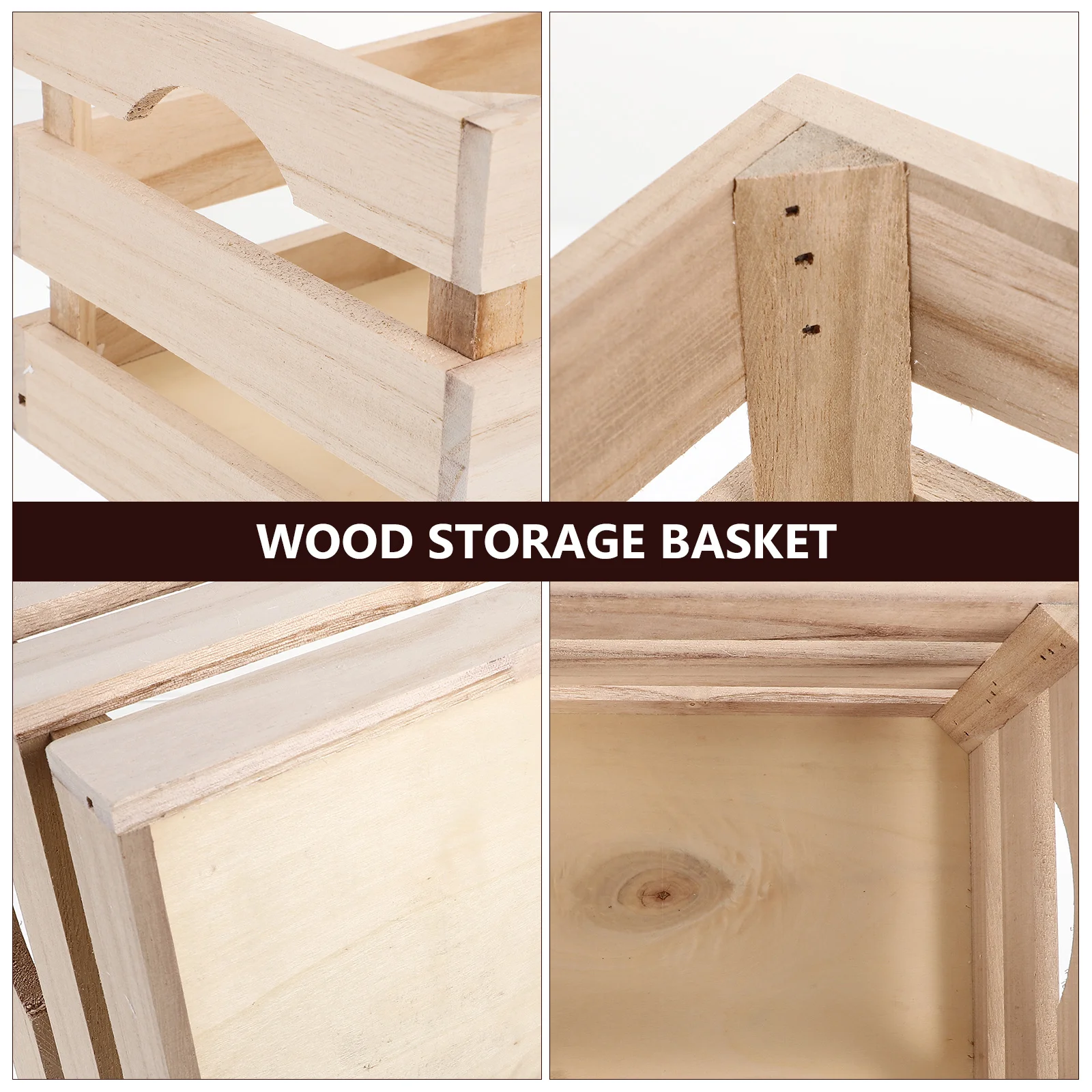 

Wooden Storage Basket Vintage Decorative Box Large Capacity Foldable Office Crate Solid Organization Sundries
